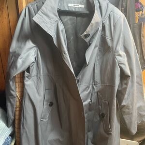 DKNY Women’s Gray Trench Coat with Button Front